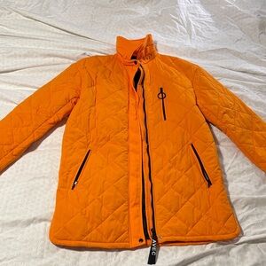 Avec Les Filles Orange and Black Quilted Jacket